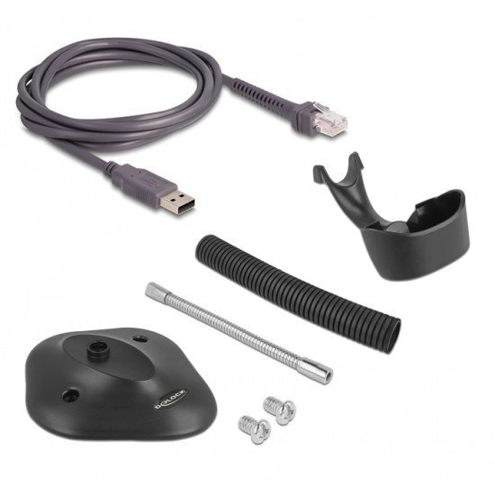 Delock Usb Barcode Scanner 1D 90584, Με Καλώδιο Σύνδεσης & Βάση, Μαύρο