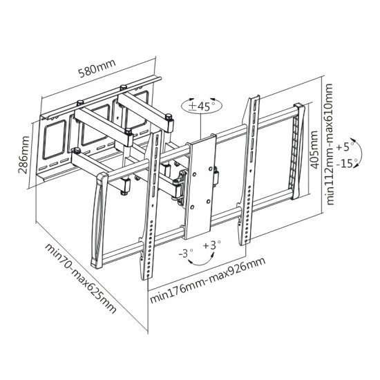 Itechmount Επιτοίχια Βάση Ptrb-95R, Για Οθόνη 60"-100", 80Kg