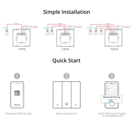 Sonoff Smart Διακόπτης M5-3C-86, Τριπλός, Wifi, Γκρι