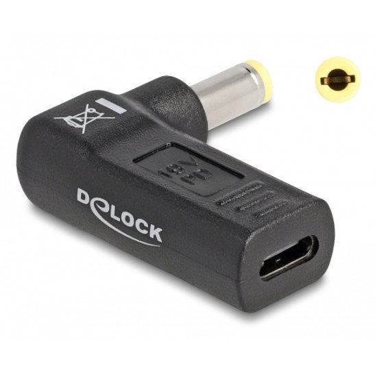 Delock Αντάπτορας Τροφοδοσίας 60011, Usb-C Σε 5.5X2.5Mm, 90°, Μαύρος