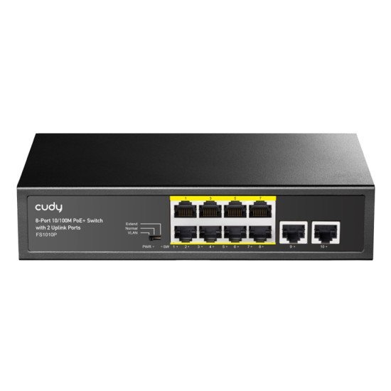 Cudy Poe+ Switch Fs1010P, 8-Port 10/100M Poe+, 2X Uplink Ports, 120W