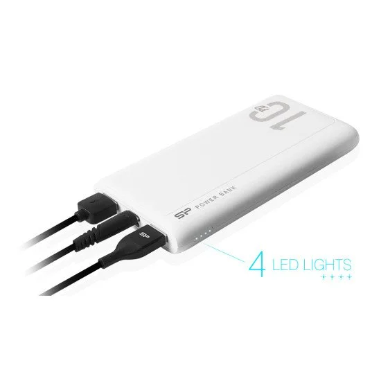 Silicon Power Power Bank Qp15, 10000Mah, 2X Usb & Usb Type-C, 3A, Λευκό Silicon Power Power Bank Qp15, 10000Mah, 2X Usb & Usb Type-C, 3A, Λευκό
