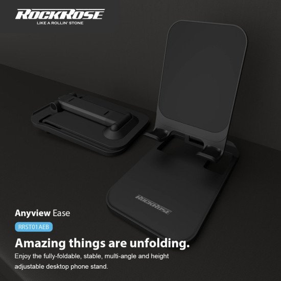 Rockrose Βάση Smartphone Anyview Ease, Ρυθμιζόμενη, Αναδιπλούμενη, Μαύρη