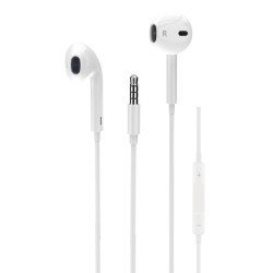 Powertech Earphones Με Μικρόφωνο Classic, 3.5Mm, 1.2M, Λευκά