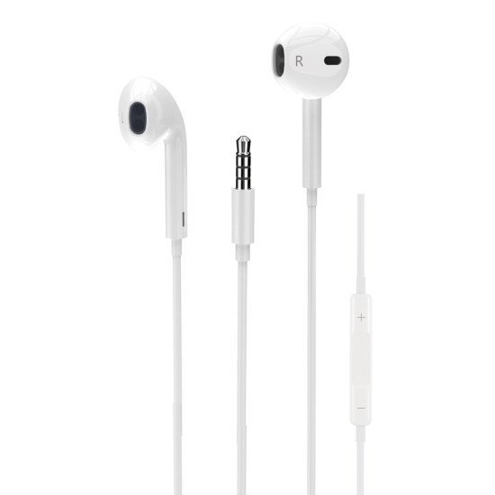 Powertech Earphones Με Μικρόφωνο Classic, 3.5Mm, 1.2M, Λευκά Powertech Earphones Με Μικρόφωνο Classic, 3.5Mm, 1.2M, Λευκά