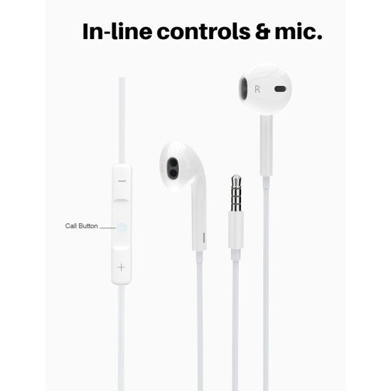 Powertech Earphones Με Μικρόφωνο Classic, 3.5Mm, 1.2M, Λευκά Powertech Earphones Με Μικρόφωνο Classic, 3.5Mm, 1.2M, Λευκά