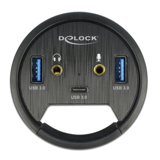 Delock Usb Hub 62794, 2X Usb 3.2/Usb-C/2X 3.5Mm, 5Gbps, 60Mm, Μαύρο