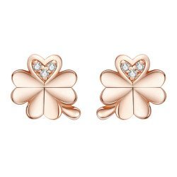 Bamoer Σκουλαρίκια Καρφωτά Bse233, Κυβική Ζιρκόνια, Ασήμι 925, Ροζ Χρυσό