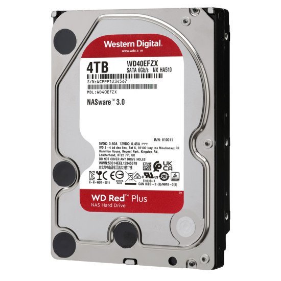 WD σκληρός δίσκος NAS 3.5" Red Plus, 4TB, 128MB cache, 5400RPM, SATA III