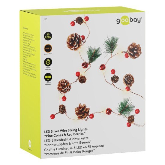 Goobay Led Λαμπάκια Pine Cones & Red Berries 60274, 3000K, 20 Led, 2.2M