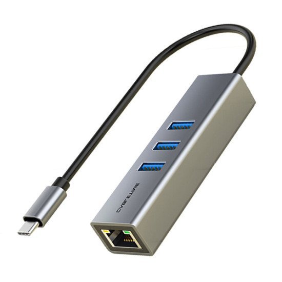 Cabletime Usb-C Hub Ct-Cmlu3, Rj45 & 3X Usb Θύρες, 5Gbps, 1000Mbps, Γκρι