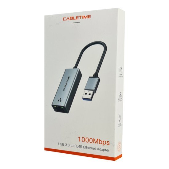 Cabletime Αντάπτορας Usb Σε Rj45 Ct-Aml1000, 1000Mbps, Γκρι