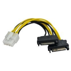 Powertech Καλώδιο Eps 8Pin Σε 2X Sata 15Pin Cab-W039, 15Cm