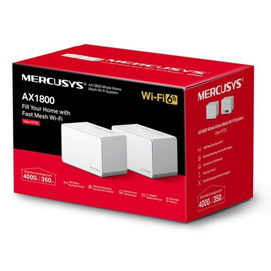 Mercusys Mesh Wi-Fi 6 System Halo H70X, 1.8Gbps Dual Band, 2Τμχ, Ver. 1.0