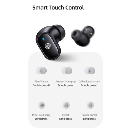 Usams Earphones Με Θήκη Φόρτισης Bh11, True Wireless, Μαύρα