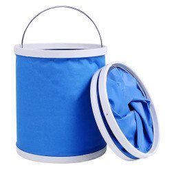 Πτυσσόμενος Κουβάς Fish-0051, Υφασμάτινος, 13L, Φ24X30Cm, Μπλε