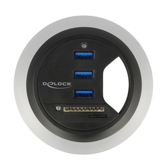 Delock Usb Hub 62869, 3X Usb, Micro Sd & Sd, 5Gbps, 60/80Mm, Μαύρο