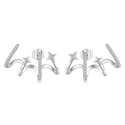 Bamoer Σκουλαρίκια Καρφωτά Yie223 Με Κυβική Ζιρκόνια, Ασήμι 925, Ασημί