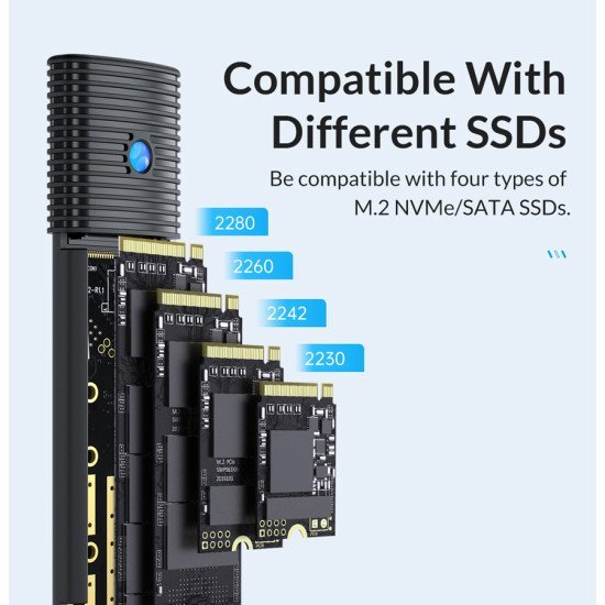 Orico Θήκη Για Μ.2 & M.2 Nvme Ssd Pwdm2-G2, 10Gbps, Έως 4Tb, Μαύρη