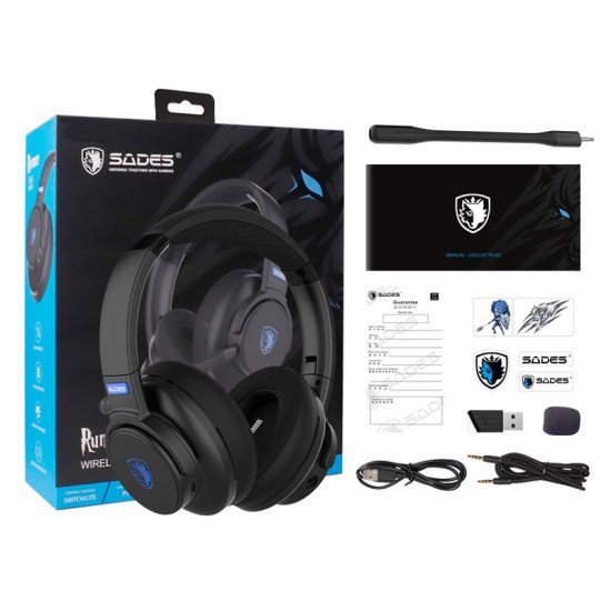 Sades Gaming Headset Runner, Wireless & Wired, Multiplatform, Bt, Μαύρο