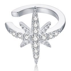 Bamoer Σκουλαρίκι Cuff Sce999-A Με Κυβική Ζιρκόνια, Ασήμι 925, Ασημί