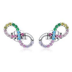 Bamoer Σκουλαρίκια Καρφωτά Sce893, Κυβική Ζιρκόνια, Ασήμι 925, Ασημί