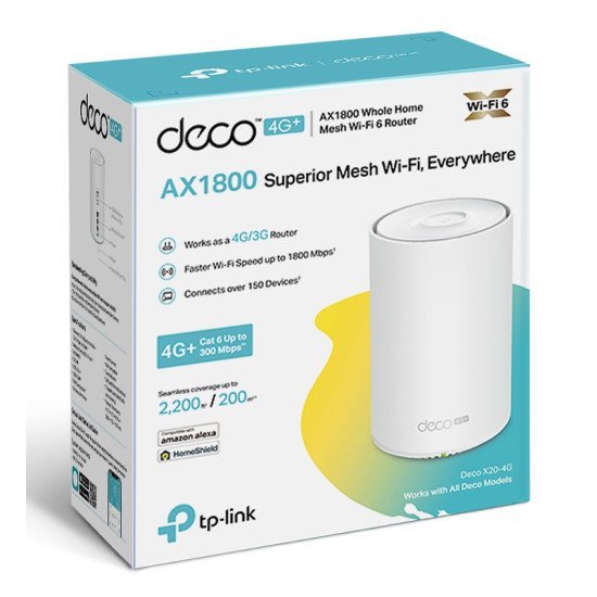 Tp-Link Whole Home Mesh Wifi 6 Deco X20-4G, 4G+ Cat6 Ax1800, Ver. 1.0 Tp-Link Whole Home Mesh Wifi 6 Deco X20-4G, 4G+ Cat6 Ax1800, Ver. 1.0