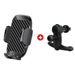 Powertech Βάση Smartphone Για Αεραγωγό Αυτοκινήτου Bndl-0155, Μαύρη