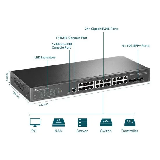 Tp-Link L2+ Managed Switch Tl-Sg3428X, 24-Port Gigabit, 4X Sfp+, Ver.1.0 Tp-Link L2+ Managed Switch Tl-Sg3428X, 24-Port Gigabit, 4X Sfp+, Ver.1.0