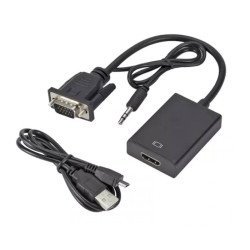 Powertech Αντάπτορας Hdmi Σε Vga & 3.5Mm Pth-078, Μαύρος