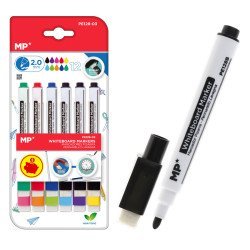 Mp Χρωματιστοί Μαρκαδόροι Ασπροπίνακα Pe128-03, Πάχος Μύτης 2Mm, 12Τμχ