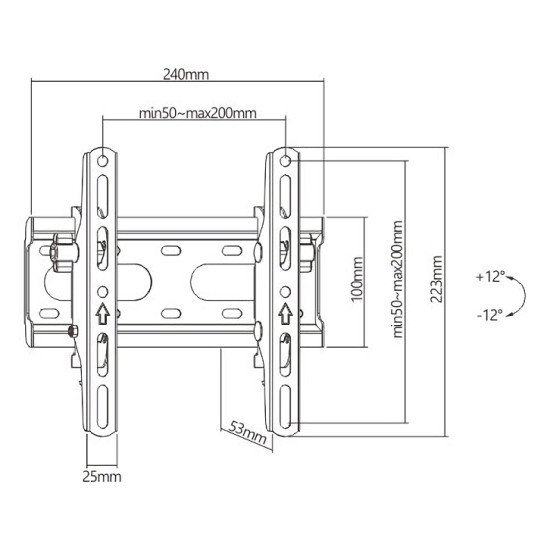 Brateck Επιτοίχια Βάση Kl31-22T Για Οθόνη 23"-43", 45Kg