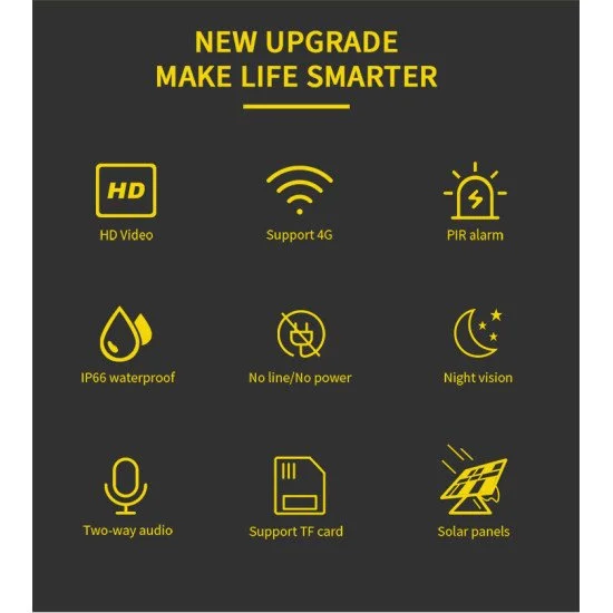 Sectec Smart Ηλιακή 4G Κάμερα St-S588M-3M-4G, 3Mp, Pir, Cloud/Micro Sd