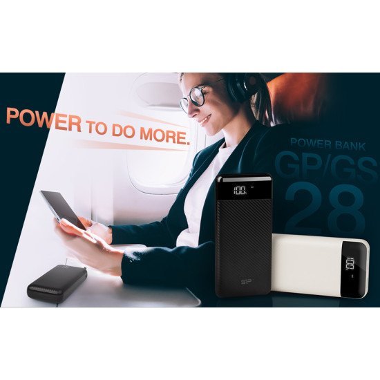 Silicon Power Power Bank Gs28, 20000Mah, 2X Usb Output, 2.1A, Μαύρο