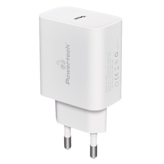 Powertech Φορτιστής Τοίχου Pt-1043, Usb-C, Pd Qc3.0, 30W, Λευκός