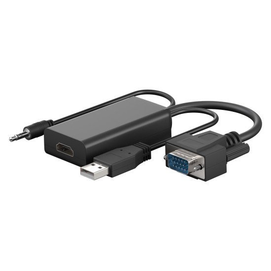 Goobay Αντάπτορας Hdmi Σε Vga & 3.5Mm 61259, 1080P, Μαύρος Goobay Αντάπτορας Hdmi Σε Vga & 3.5Mm 61259, 1080P, Μαύρος