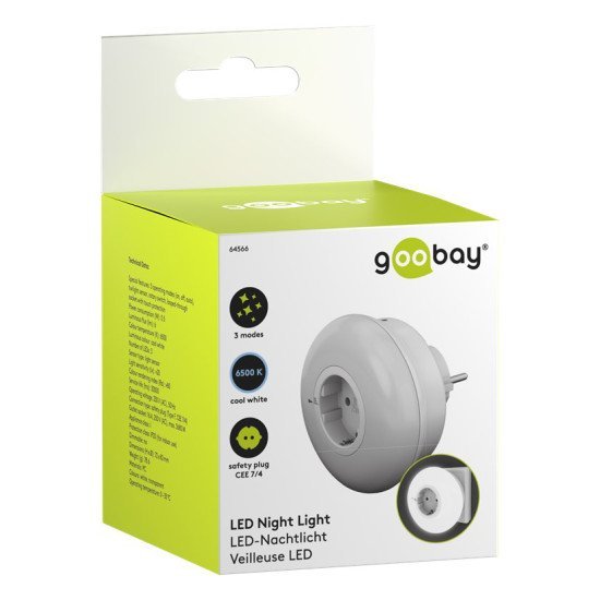 Goobay Led Φωτιστικό Νυκτός 64566 Με Πρίζα Schuko, 6500K, Ip20