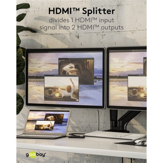 Goobay Hdmi Splitter 58481, 1-In Σε 2-Out, 4K/60Hz, Μαύρο