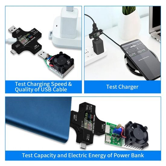 Συσκευή Ελέγχου Λειτουργίας Θύρας Usb, Micro Usb & Usb-C, 3.6-32V, Lcd