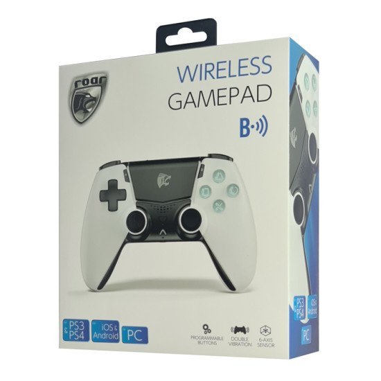 Roar Bluetooth Gamepad Rr-0021 Για Ps3/Ps4, Pc, Ios & Android, Λευκό