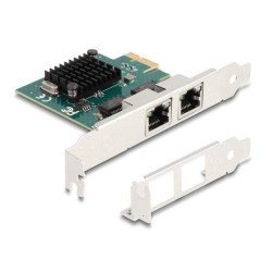Delock Κάρτα Επέκτασης Pcie X1 Σε 2X Rj45 Gigabit 88205, 1000Mbps