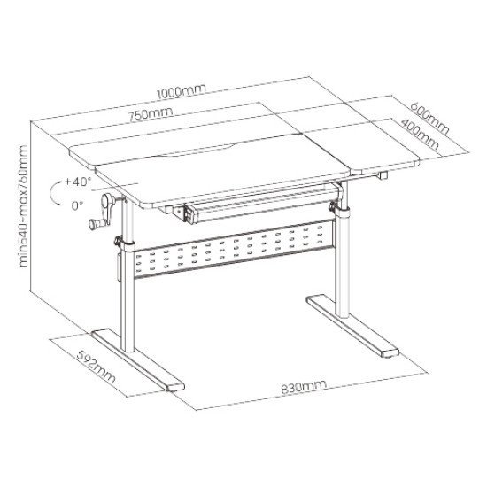 Brateck Παιδικό Γραφείο E603, Ρυθμιζόμενο, 100X60X54~76Cm, Λευκό Brateck Παιδικό Γραφείο E603, Ρυθμιζόμενο, 100X60X54~76Cm, Λευκό