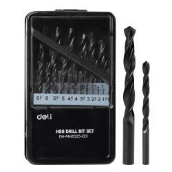 Deli Σετ Τρυπάνια Dh-Mhz025-Ed1 Για Σίδηρο Hss, 1-13Mm, Din 338, 25Τμχ