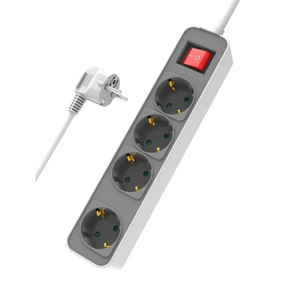 Powertech Πολύπριζο Ασφαλείας Pt-1056, 4X Schuko, 16A, 1.4M, Λευκό Powertech Πολύπριζο Ασφαλείας Pt-1056, 4X Schuko, 16A, 1.4M, Λευκό