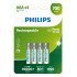 Philips Επαναφορτιζόμενη Μπαταρία R03B4A70, 700Mah, Aaa Hr03 Micro, 4Τμχ