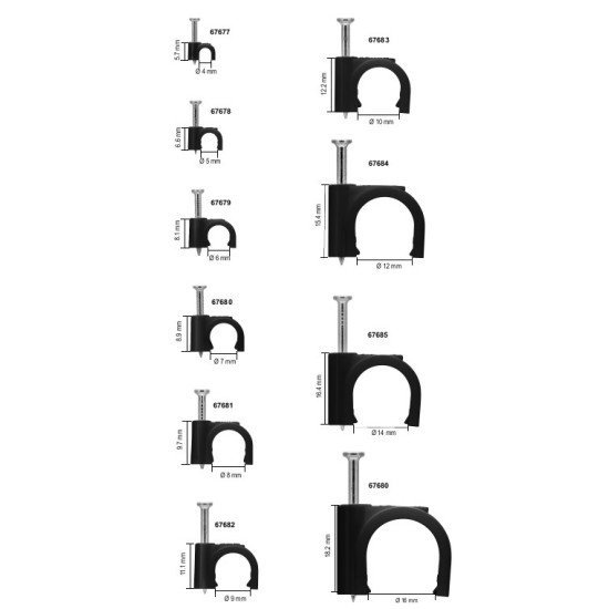 Goobay Ρόκα Στήριξης Καλωδίων 64681, 8Mm, Μαύρο, 100Τμχ