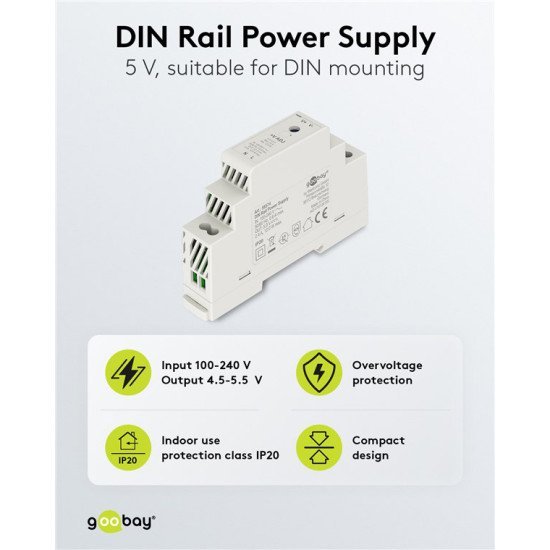 Goobay Τροφοδοτικό 59574 Για Din Rail, 5V/2.4A, 12W, Ip20 Goobay Τροφοδοτικό 59574 Για Din Rail, 5V/2.4A, 12W, Ip20
