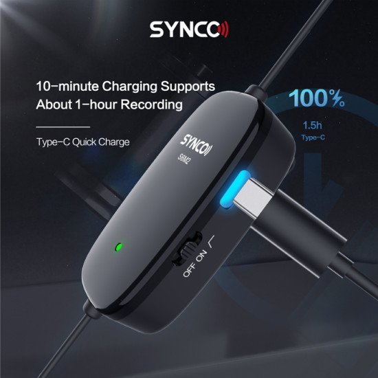 Synco Μικρόφωνο Lav-S6M2, Clip-On, Omnidirectional, 3.5Mm, 400Mah, Μαύρο