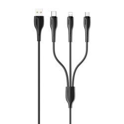Usams Καλώδιο Usb Σε Usb-C/Lightning/Micro Usb Us-Sj374, 2A, 1M, Μαύρο