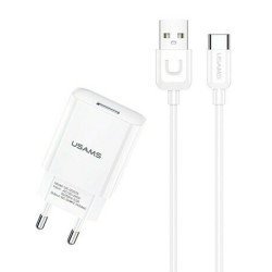 Usams Φορτιστής Τοίχου T21Octc01 Με Καλώδιο Usb-C, Usb 2.1A, Λευκός